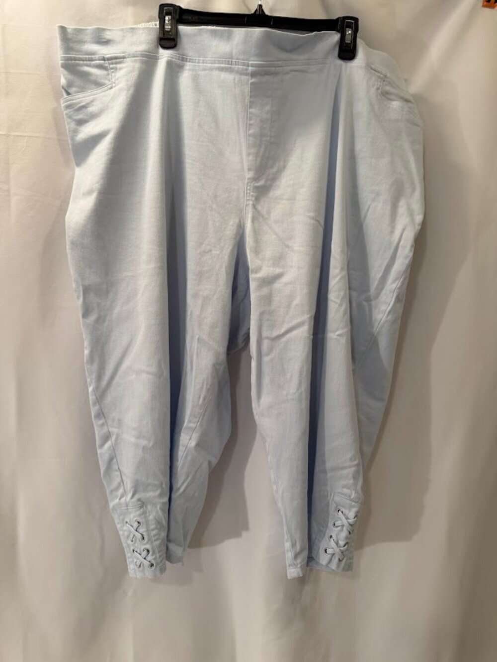 CATHERINES Flat Front Capri (Cotton/Spandex) in Light Blue Color - 4x (30/32W)